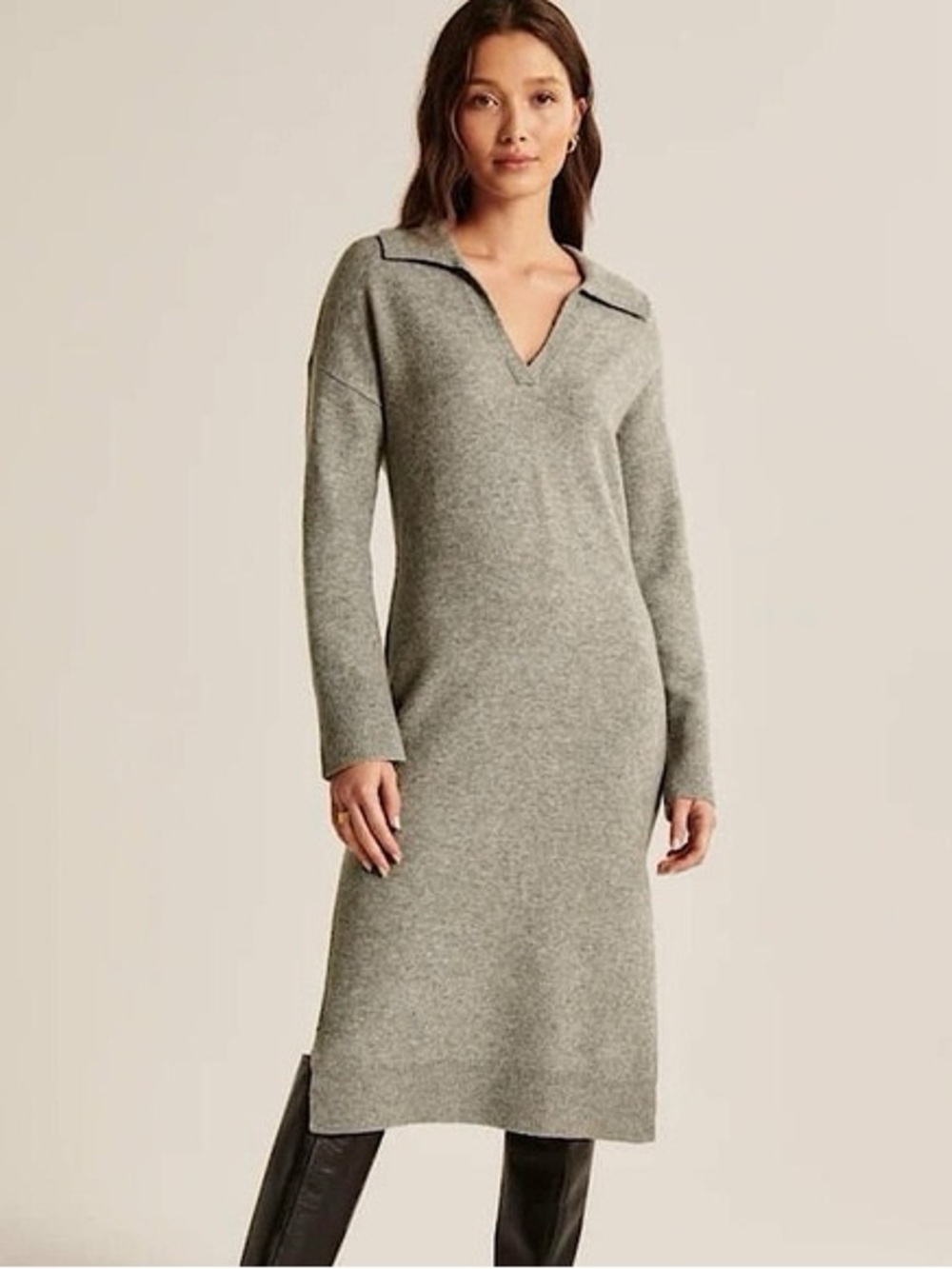 Abercrombie & Fitch Heather Gray Long Sleeve Knit Dress